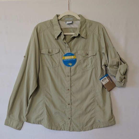 Columbia Bug Shield Womens XL Long Sleeve Button Up Insect Blocker Shirt Hiking - Picture 1 of 9